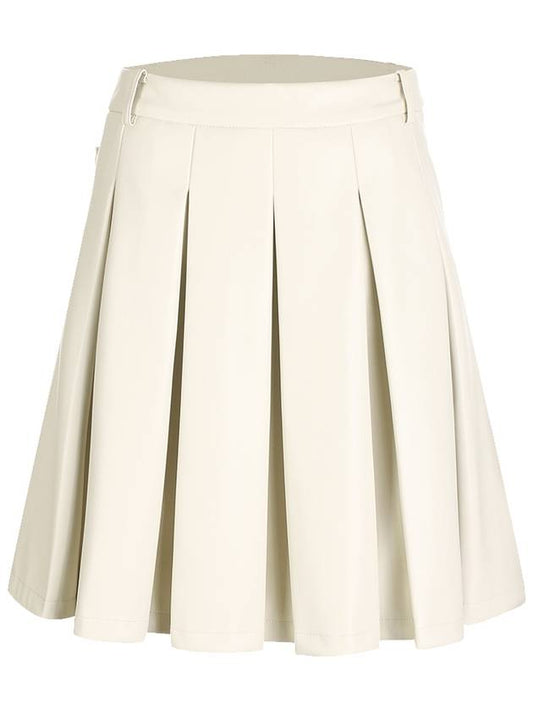 vegan leather warm pleats skirtcream - MILESANDMILESANDMILES - BALAAN 1