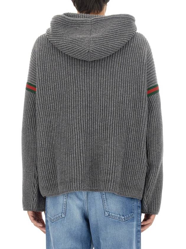 Wool Cashmere Hoodie Grey - GUCCI - BALAAN 4