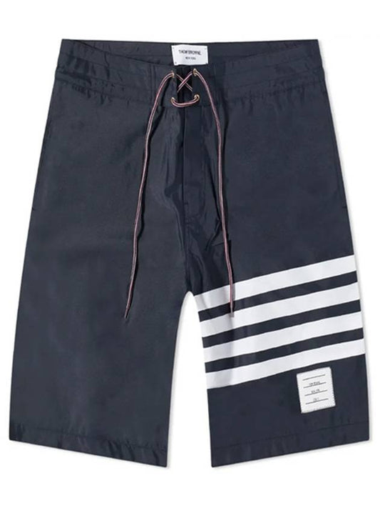 Men's Diagonal Drawstring Waist Board Swim Shorts Navy - THOM BROWNE - BALAAN 2