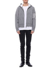 Hector Jacquard Back Diagonal Striped Cotton Zip-up Hoodie Grey - THOM BROWNE - BALAAN 4