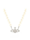 Mini Bas Relief Pearl Necklace Platinum Cream Pearl Crystal - VIVIENNE WESTWOOD - BALAAN 2