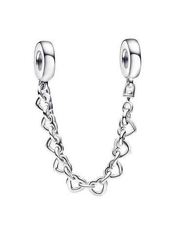 Women's Linked Heart Safety Chain Bracelet Charm Silver - PANDORA - BALAAN 1