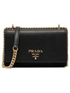 Saffiano Pocono Chain Shoulder Bag Black - PRADA - BALAAN 3