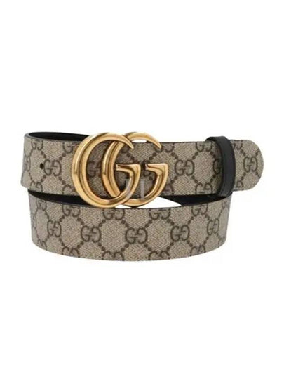 GG Marmont Reversible Leather Belt Beige Black - GUCCI - BALAAN 2