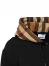 Check Hood Cotton Zip Up Hoodie Black - BURBERRY - BALAAN 5