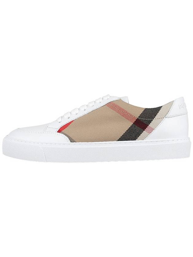 House Check Leather Sneakers Optic White - BURBERRY - BALAAN 4