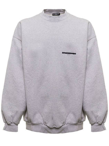 Logo Print Cotton Oversized Sweatshirt Grey - BALENCIAGA - BALAAN 1