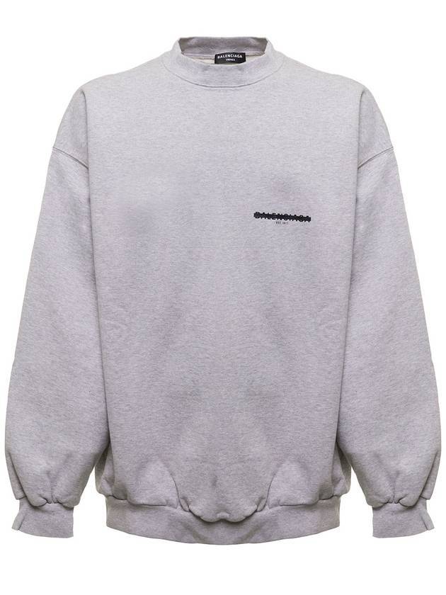 Logo Print Cotton Oversized Sweatshirt Grey - BALENCIAGA - BALAAN 1