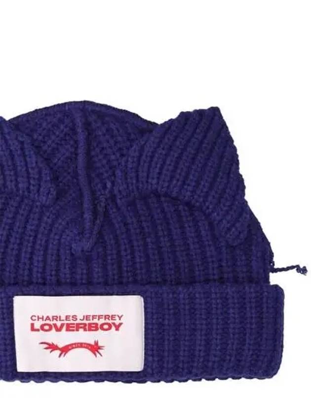 Charles Jeffrey Loverboy Ribbed Knit Chunky Ear Wool Beanie Navy - CHARLES JEFFREY LOVERBOY - BALAAN 2