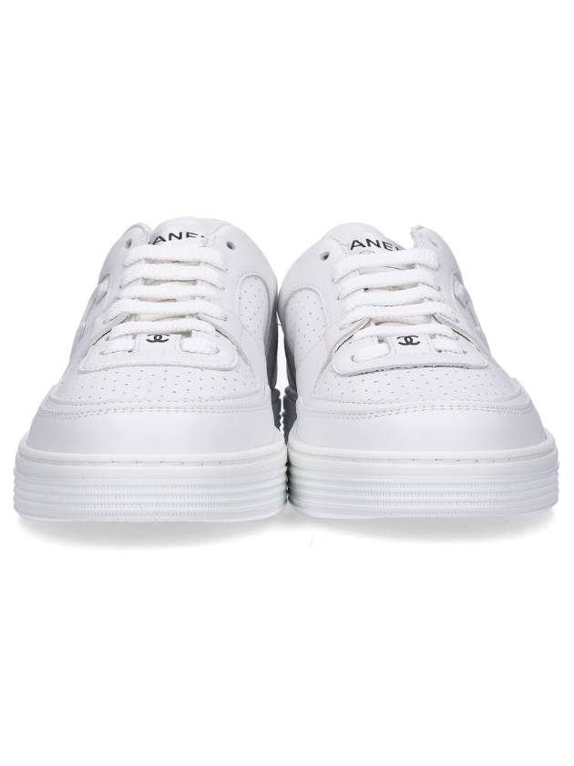 CC Logo Calfskin Low Top Sneakers White - CHANEL - BALAAN 4