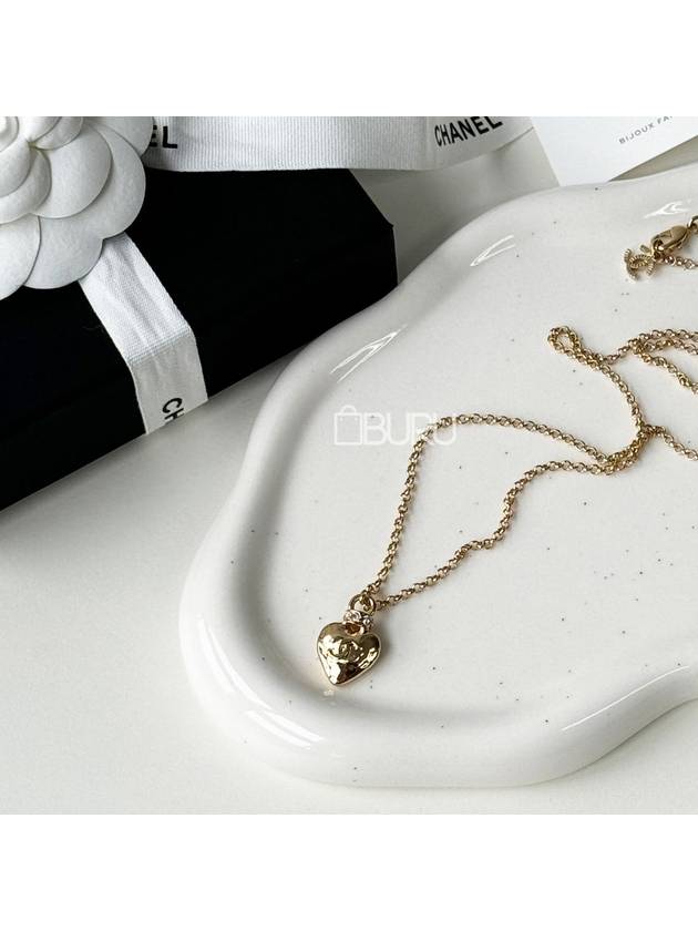 CC logo heart necklace crystal chain ABD078 - CHANEL - BALAAN 1