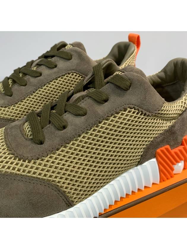 Men s Bouncing Sneakers Mesh Khaki H Black Orange Two tone - HERMES - BALAAN 5