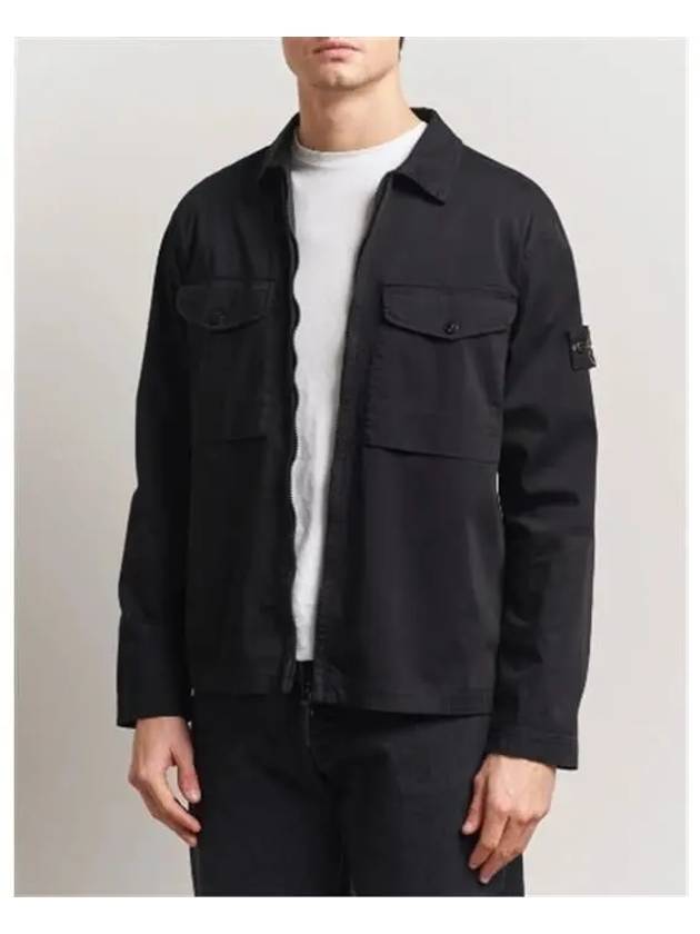 Wappen Patch Shirt Zip-Up Jacket Black - STONE ISLAND - BALAAN 3