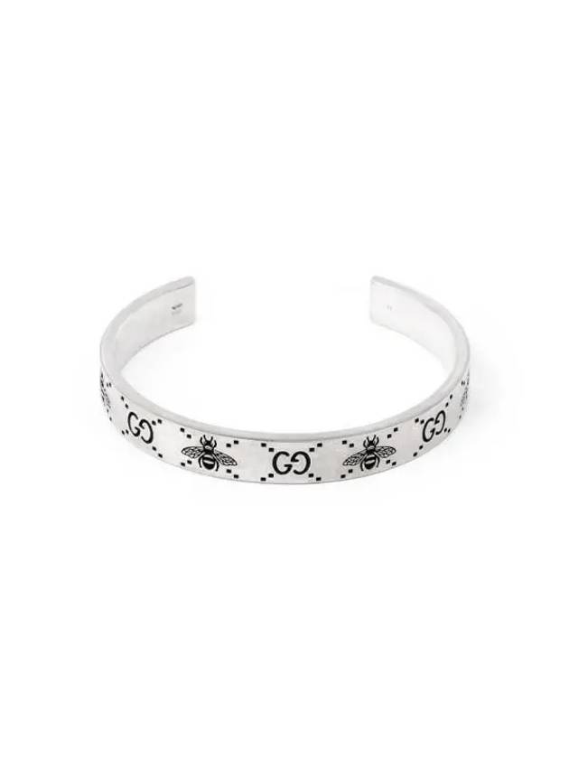 YBA728296001 728296 J8400 0728 Bee GG Engraved Bangle Cuff 9mm Silver Bracelet - GUCCI - BALAAN 2