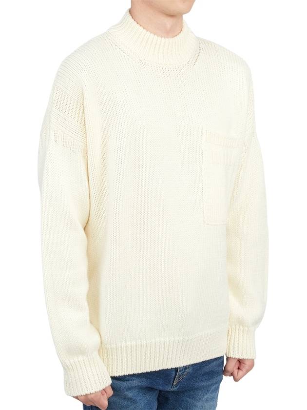 Men's Mock Neck Wool Knit Top Ivory - TEN C - BALAAN 4