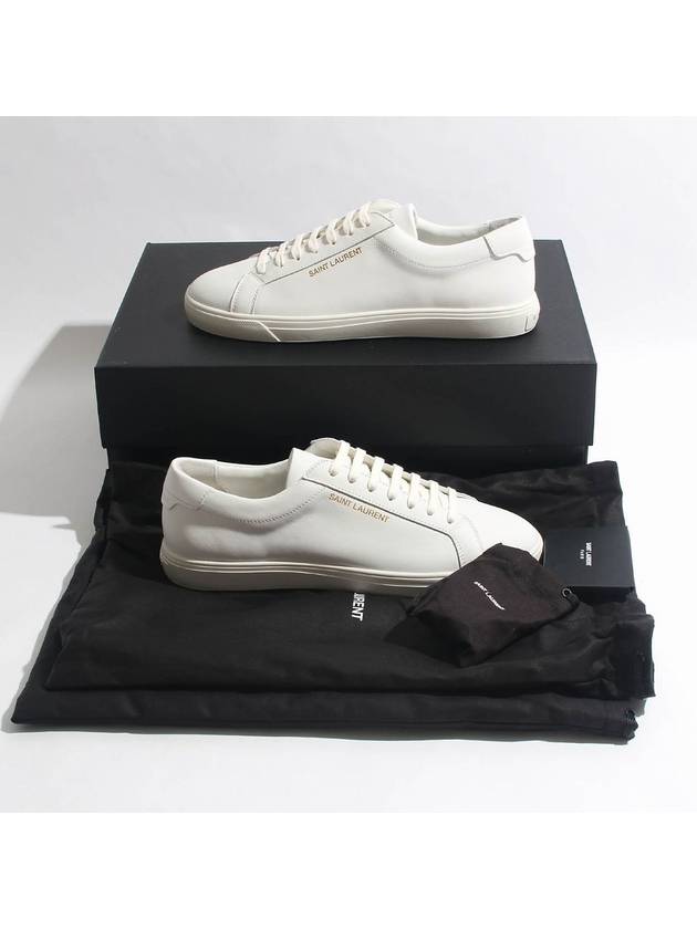 Men's Andy Leather Low Top Sneakers White - SAINT LAURENT - BALAAN 6