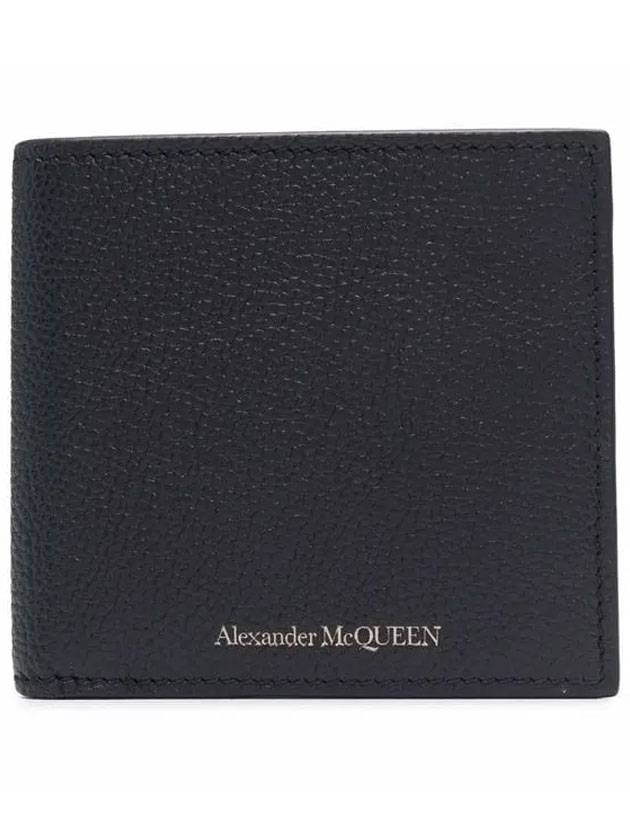 Gold Logo Pebble Leather Bicycle Wallet Black - ALEXANDER MCQUEEN - BALAAN.