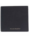 Gold Logo Pebble Leather Half Wallet Black - ALEXANDER MCQUEEN - BALAAN 1