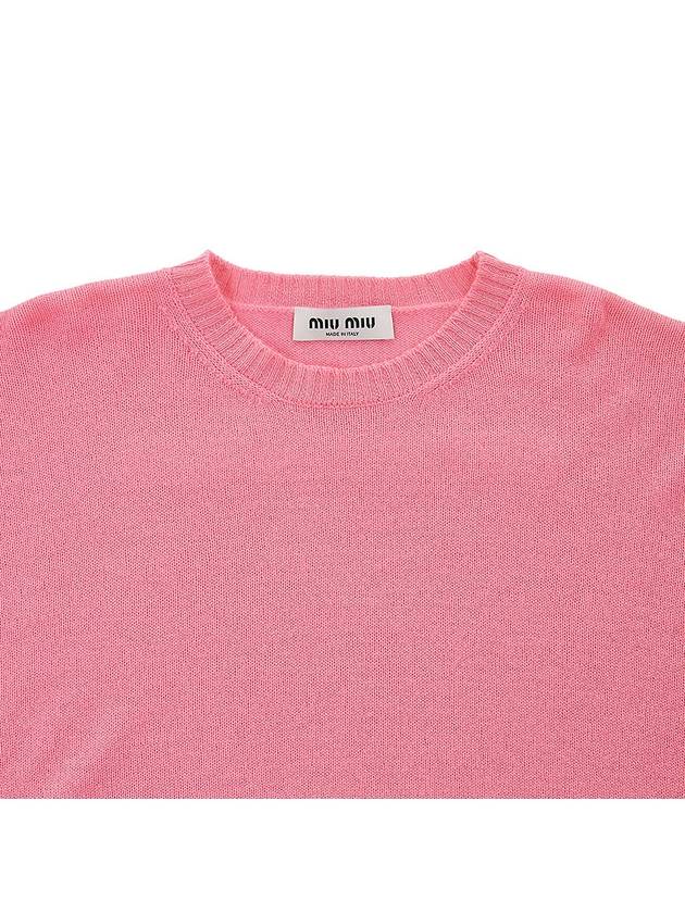 Intarsia Logo Wool Knit Top Pink - MIU MIU - BALAAN 5