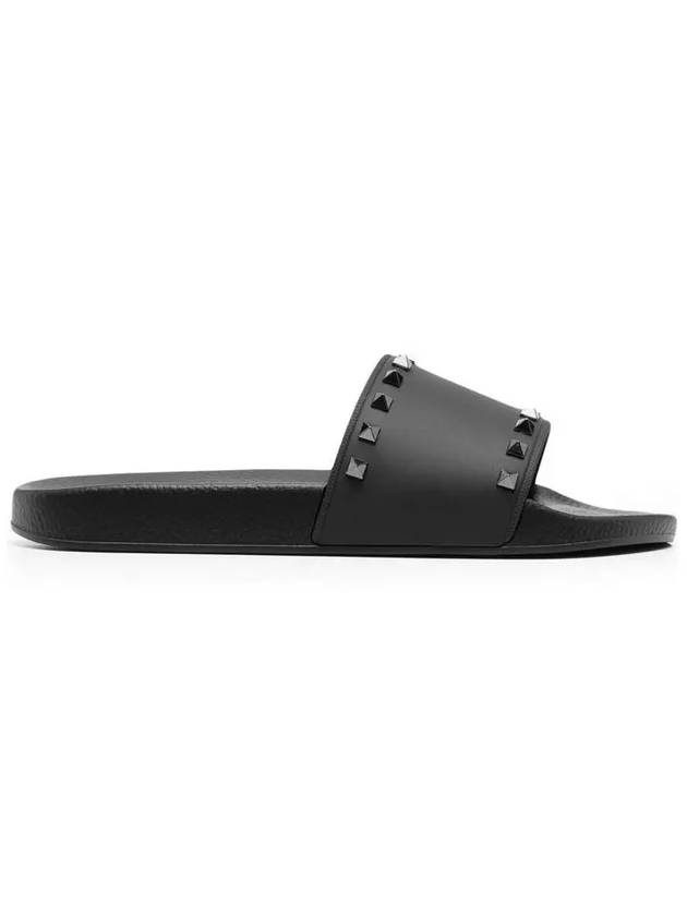 Rockstud Sandals Slippers Black - VALENTINO - BALAAN 3