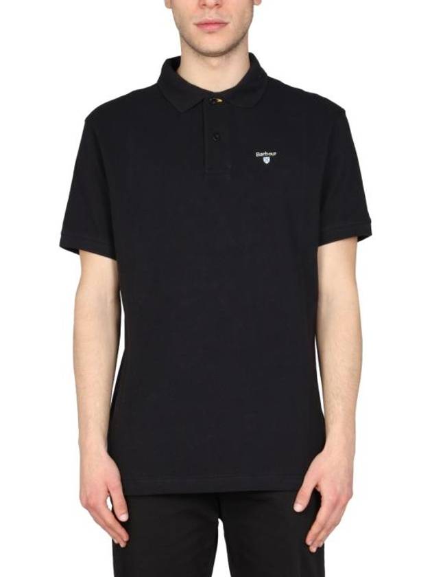 Men's Embroidered Logo Sports Polo Shirt Black - BARBOUR - BALAAN 2