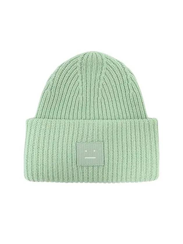 Face Patch Ribbed Wool Beanie Spring Green - ACNE STUDIOS - BALAAN 2