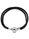 Moments Double Leather Bracelet Black - PANDORA - BALAAN.