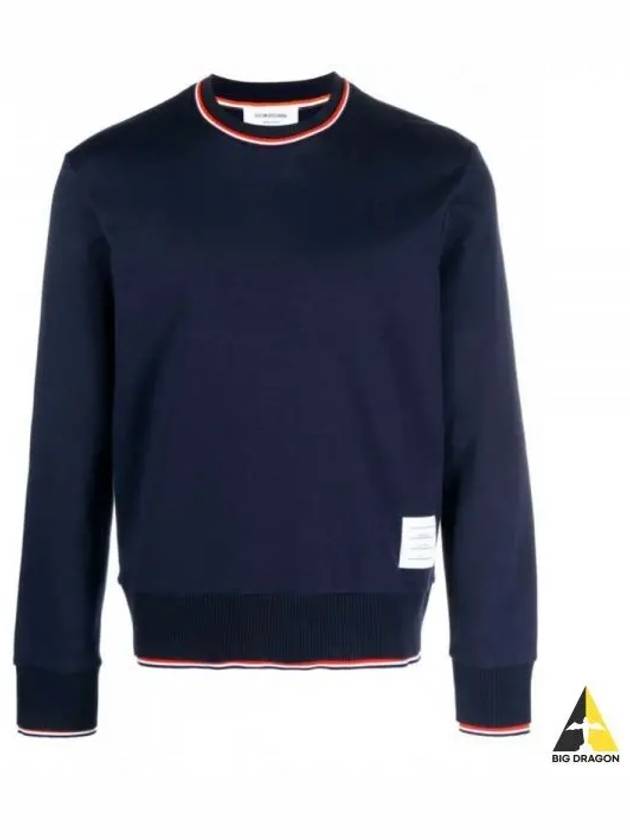 Logo Tab RWB Stripe Trimming Knit Top Navy - THOM BROWNE - BALAAN 2