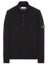 Wappen Patch Button Knit Top Black - STONE ISLAND - BALAAN 3