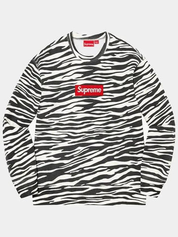 Men's Box Logo Crew Neck Brushed Sweatshirt Zebra Sweatshirt FW22SW65 PRT - SUPREME - BALAAN 1