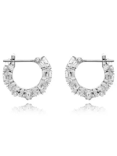 Matrix Triangle Cut Small Hoop Earrings Silver - SWAROVSKI - BALAAN 1