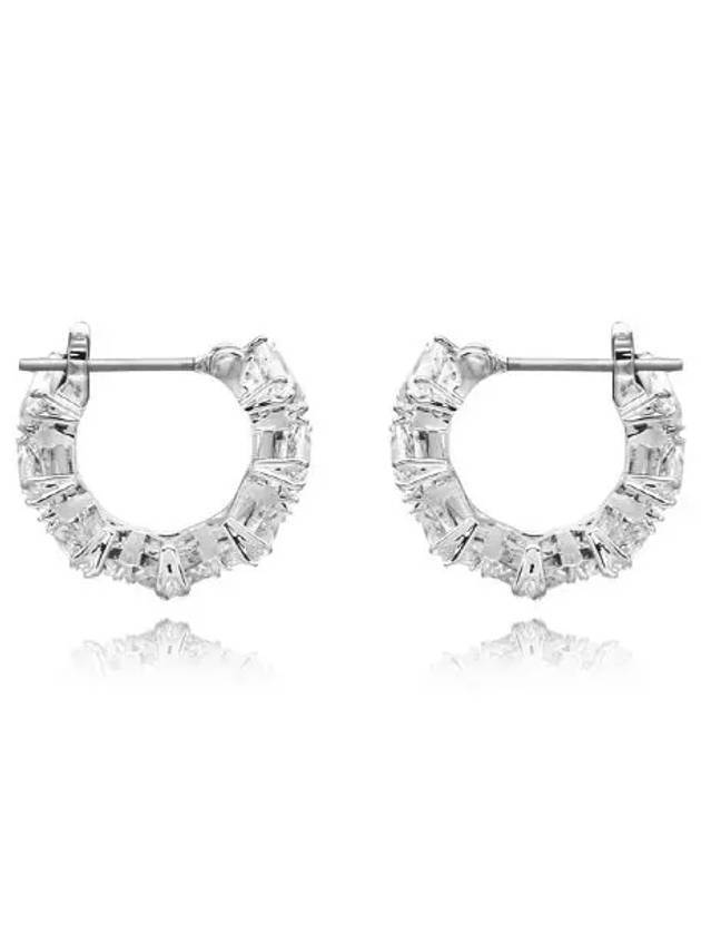 Matrix Triangle Cut Small Hoop Earrings Silver - SWAROVSKI - BALAAN 1