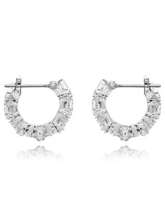 Matrix Triangle Cut Small Hoop Earrings Silver - SWAROVSKI - BALAAN 1