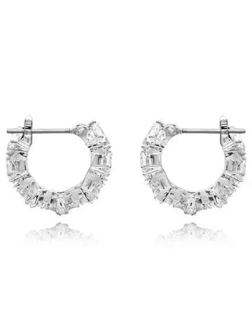 Matrix Triangle Cut Small Hoop Earrings Silver - SWAROVSKI - BALAAN 1