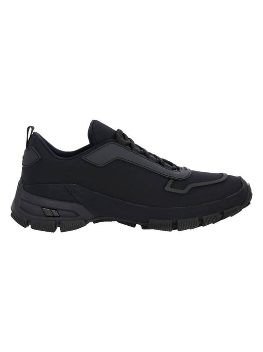 neoprene and leather low-top sneakers black - PRADA - BALAAN 1