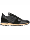 Rock Stud Low Top Sneakers Black - VALENTINO - BALAAN 2