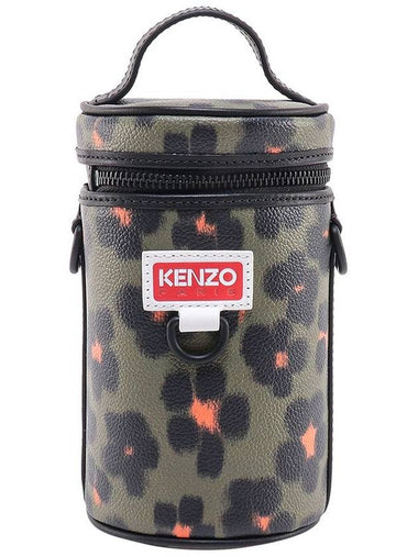 Hana Leopard Mini Barrel Tote Bag Green - KENZO - BALAAN 1