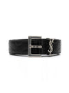 Monogram Crocodile Leather Belt Black - SAINT LAURENT - BALAAN 1