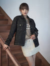 Minnie wears POCKET WASHED DENIM JACKET - ANOETIC - BALAAN 2