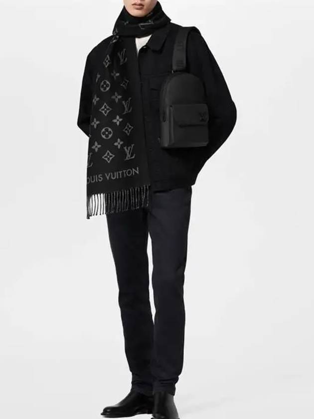 Monogram Wool Scarf Black - LOUIS VUITTON - BALAAN 8