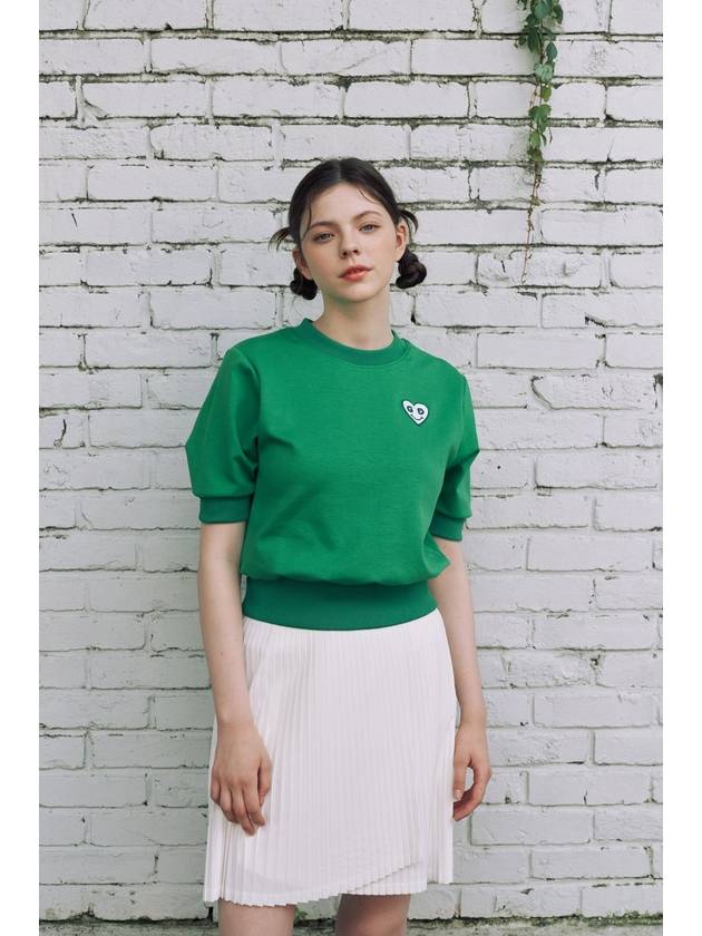 Green Heart Lovely Fit Short Sleeve Sweatshirt Green - GOXO - BALAAN 1