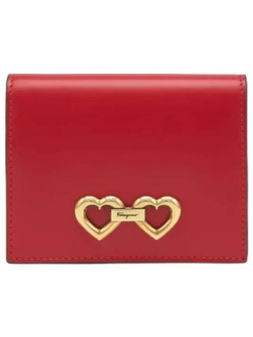 Ferragamo Heart Compact Wallet Lipstick Red - SALVATORE FERRAGAMO - BALAAN 1