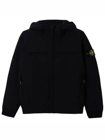 Stone Kids Waffen Hooded Zip Up Jacket Black 731640531 V0029 - STONE ISLAND - BALAAN 1