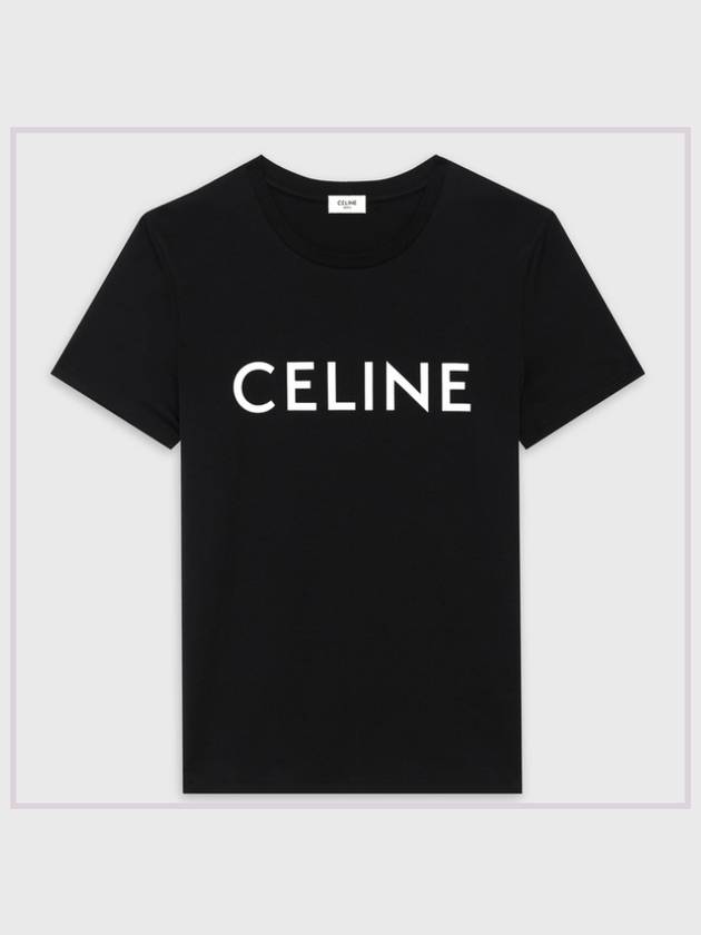 Logo Print Cotton Short Sleeve T-shirt Black - CELINE - BALAAN 2