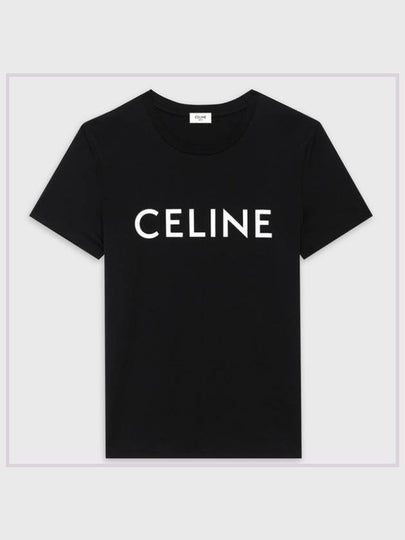 Logo Print Cotton Short Sleeve T-shirt Black - CELINE - BALAAN 2