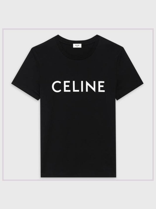 Logo Print Cotton Short Sleeve T-shirt Black - CELINE - BALAAN 2