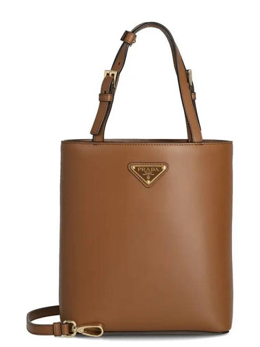 Triangle Logo Tote Bag Brown - PRADA - BALAAN 1