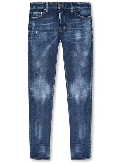 Back Logo Patch Cotton Skinny Jeans Navy - DSQUARED2 - BALAAN 2