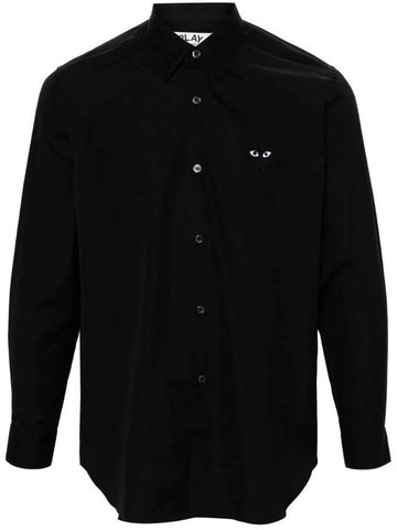 Heart Patch Poplin Long Sleeve Shirt Black - COMME DES GARCONS PLAY - BALAAN 1