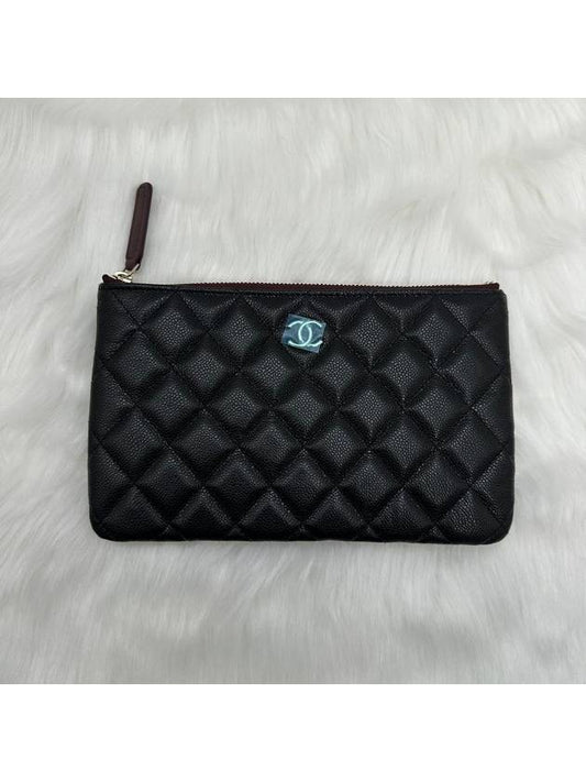 Women's Leather Clutch Bag Small Black Silver Plated - CHANEL - BALAAN 1